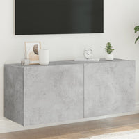 Sieninė TV spintelė su LED lemputėmis, betono, 100x35x41cm - Namų Idėja