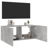 Sieninė TV spintelė su LED lemputėmis, betono, 100x35x41cm - Namų Idėja