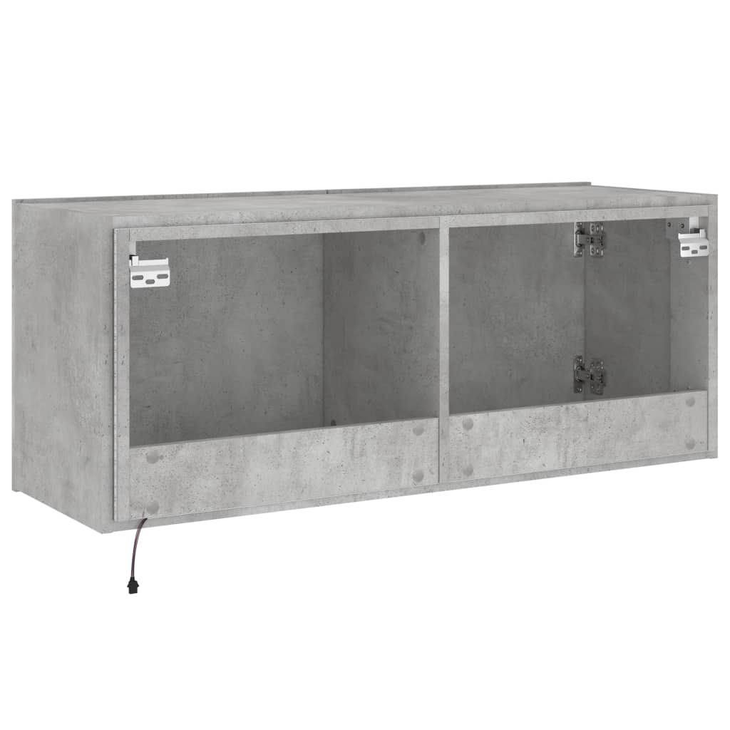 Sieninė TV spintelė su LED lemputėmis, betono, 100x35x41cm - Namų Idėja