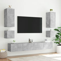 Sieninė TV spintelė su LED lemputėmis, betono, 100x35x41cm - Namų Idėja