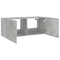 Sieninė TV spintelė su LED lemputėmis, betono, 100x35x41cm - Namų Idėja