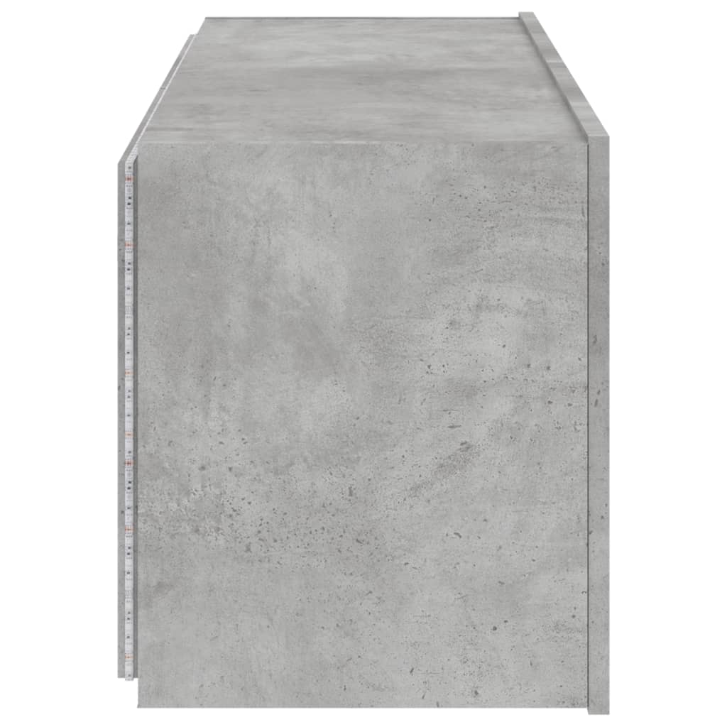 Sieninė TV spintelė su LED lemputėmis, betono, 100x35x41cm - Namų Idėja