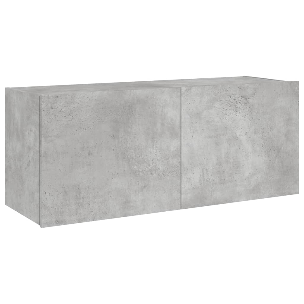 Sieninė TV spintelė su LED lemputėmis, betono, 100x35x41cm - Namų Idėja