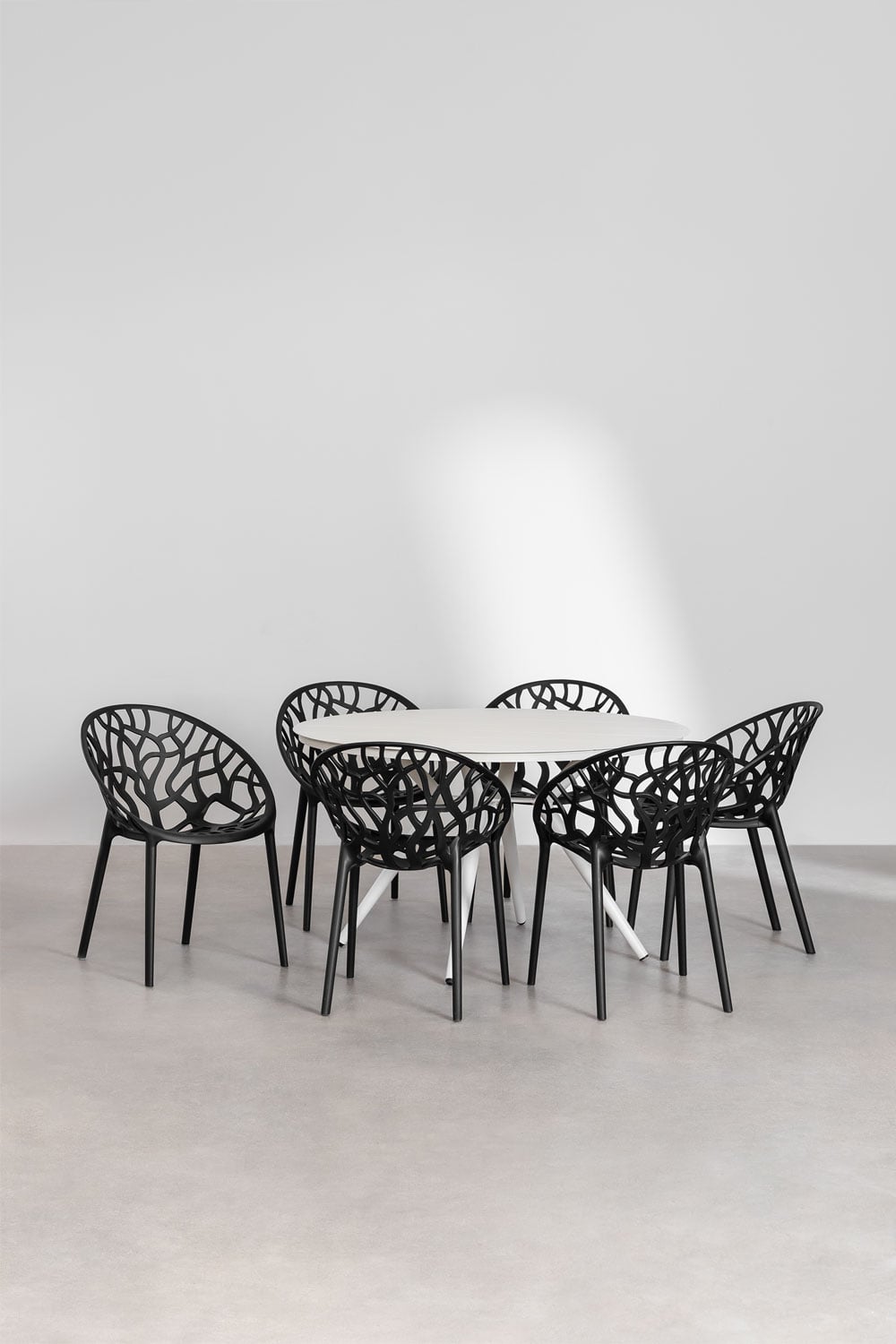 Outdoor dining set VALERIE, black, 6 chairs