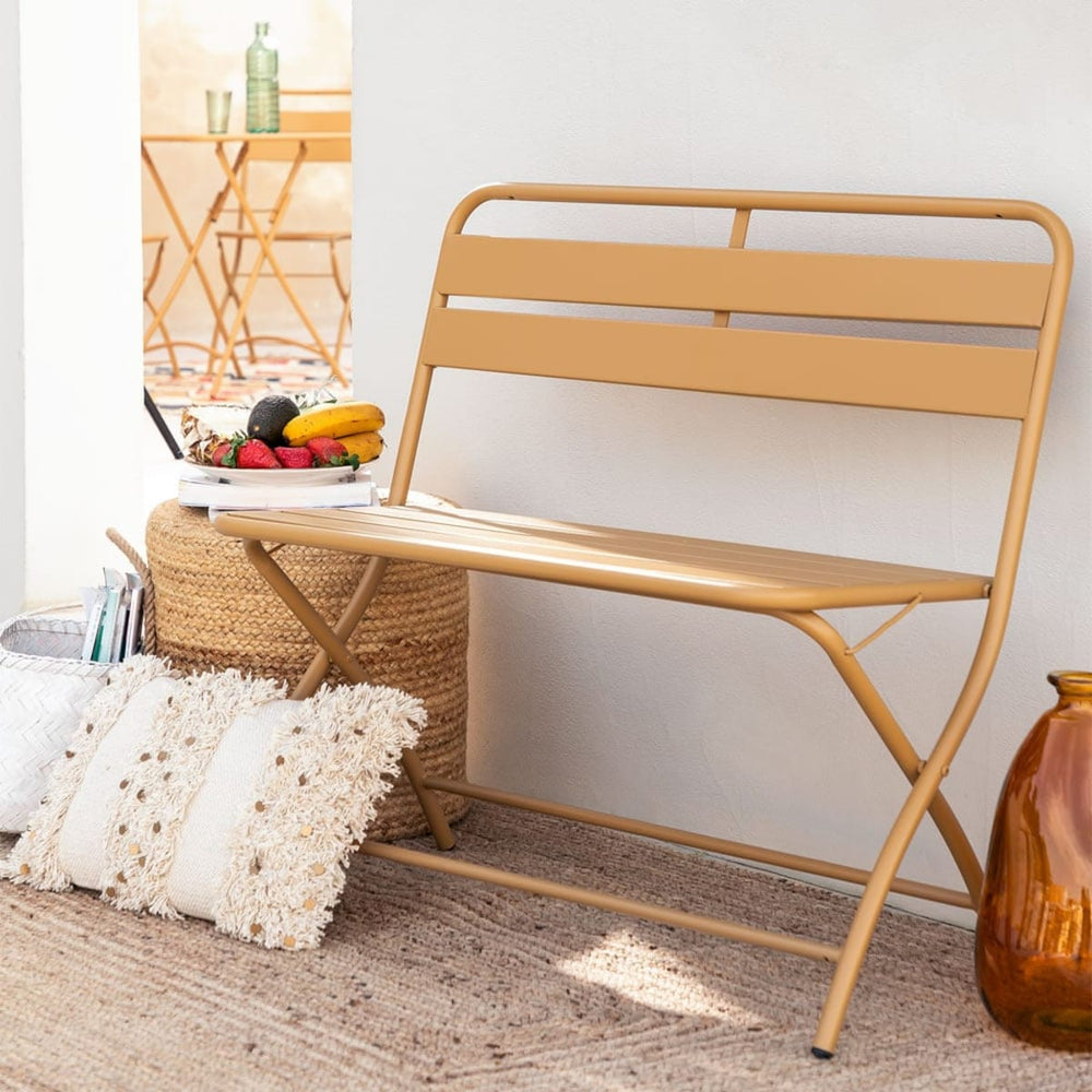 Folding bench COLORO, mustard yellow