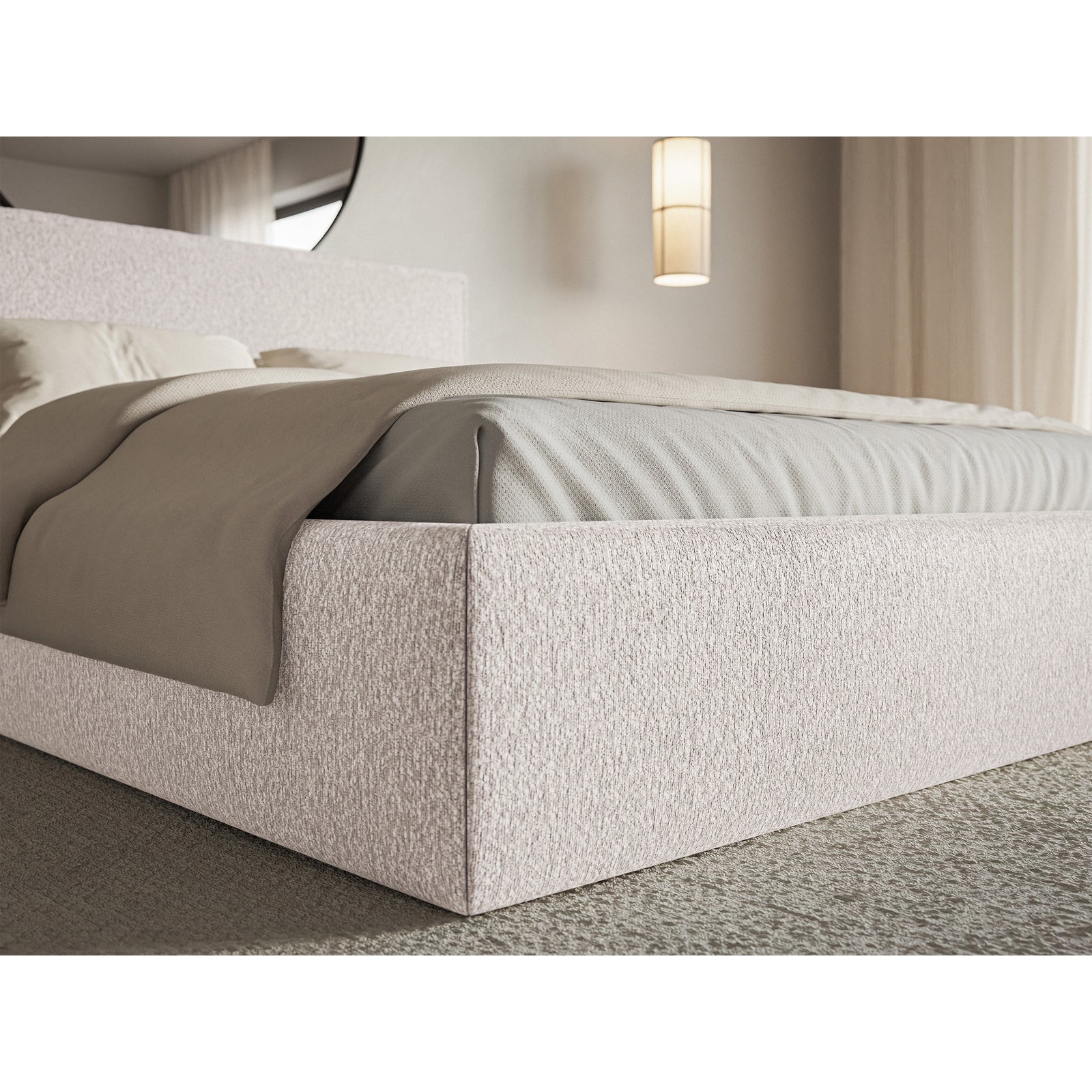 Minkšta lova SOFTIE SLIM, smėlinis šenilas – viršutinis vaizdas