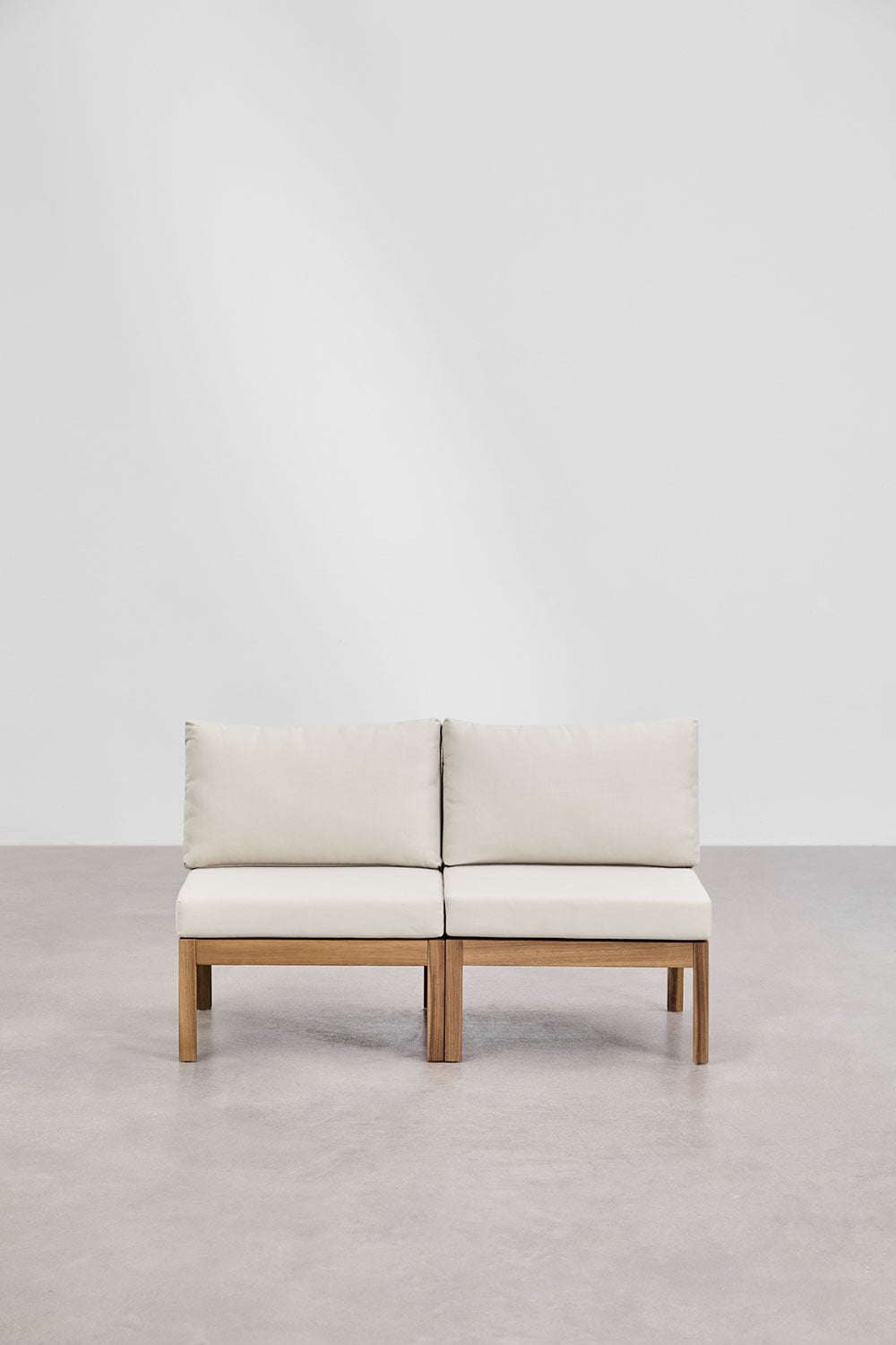 Sofa BIRTA, 2 vietų, akacijos, virvelė, balta gardenia