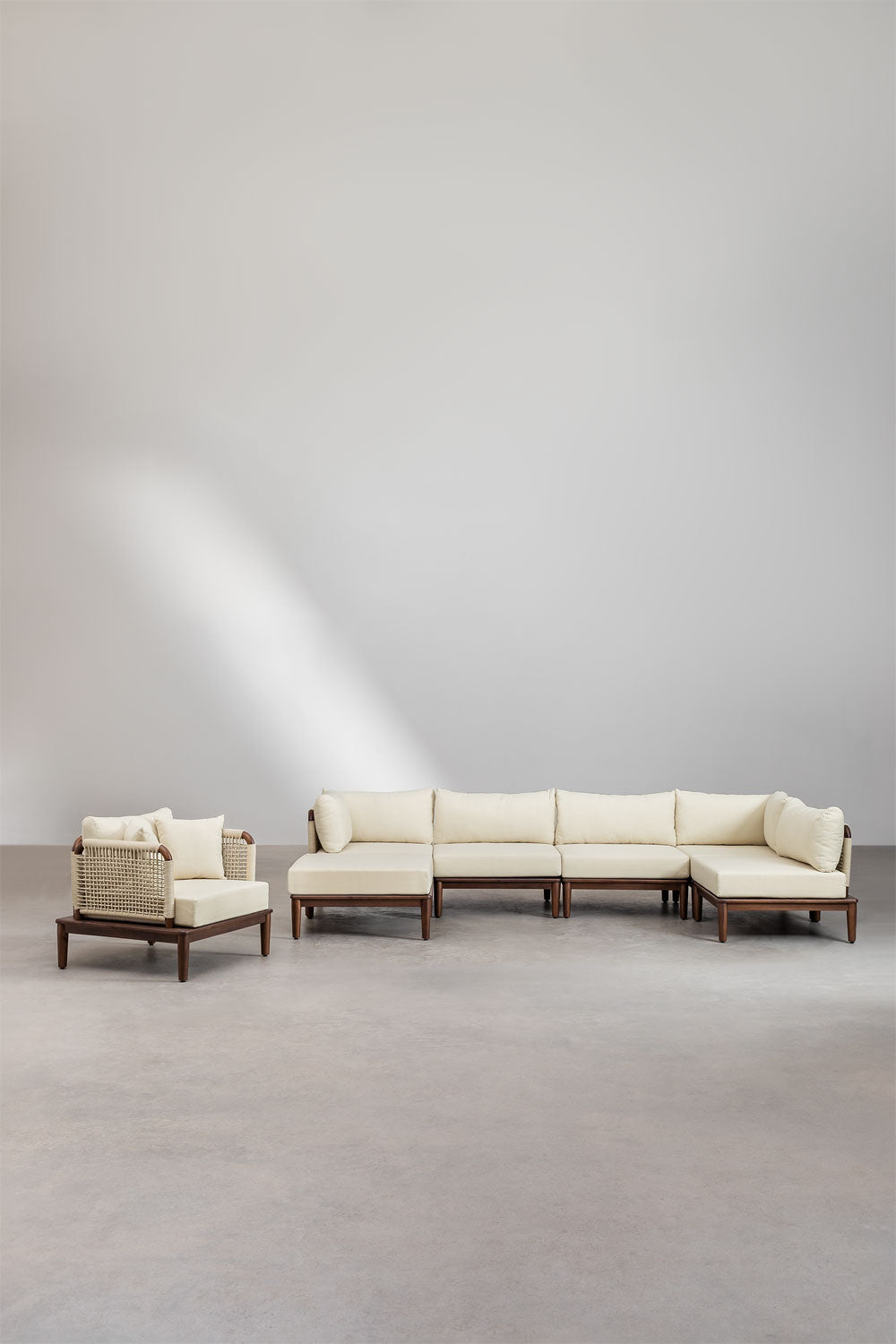 Komplektas MODENA, 7 vietų sofa, pufas ir fotelis