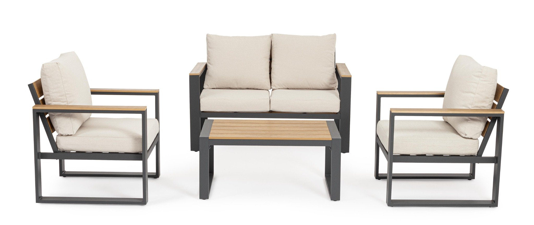 Lauko baldų komplektas LEANDRO ANTHRACITE/BEIGE, 4 dalių