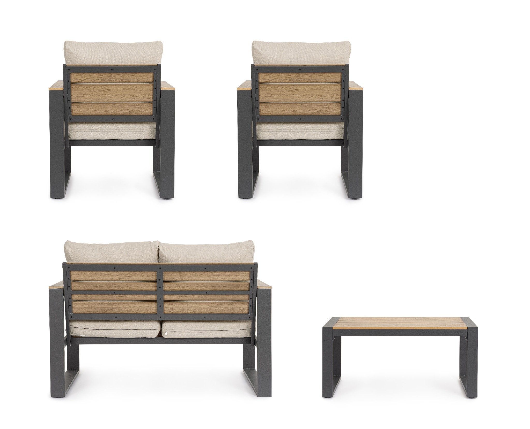 Lauko baldų komplektas LEANDRO ANTHRACITE/BEIGE, 4 dalių