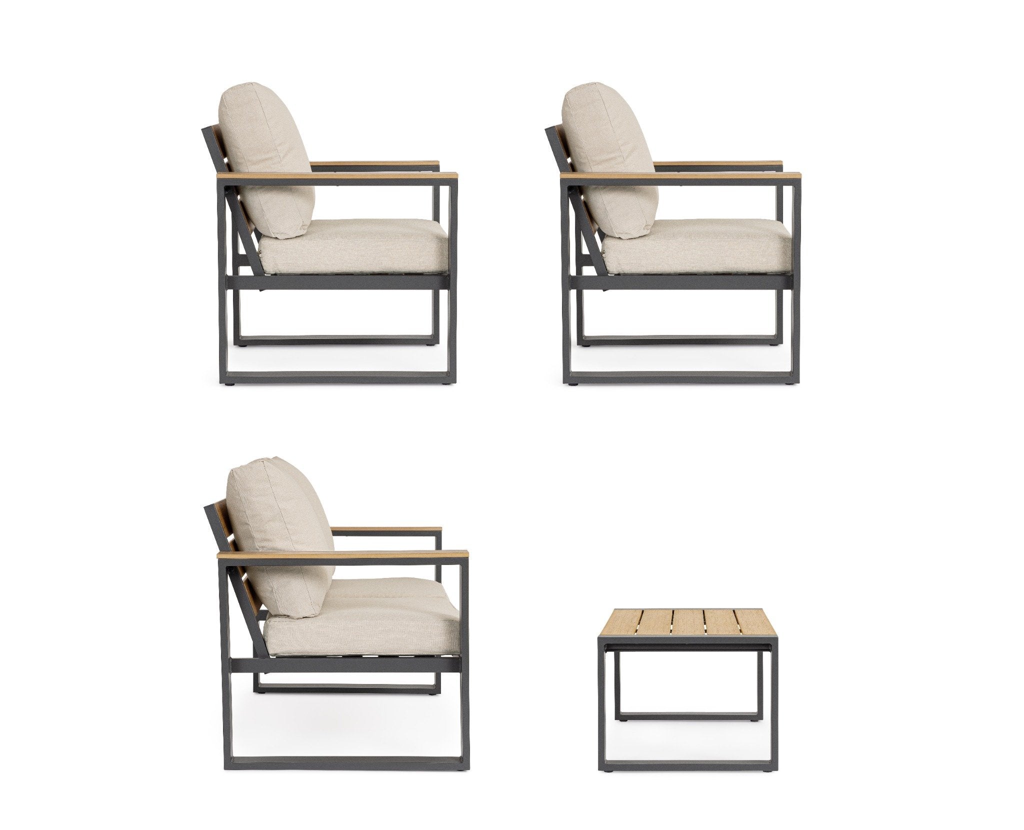 Lauko baldų komplektas LEANDRO ANTHRACITE/BEIGE, 4 dalių