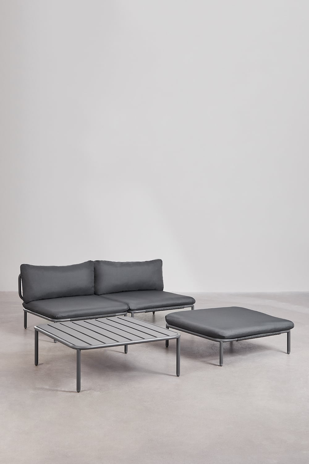 Garden furniture set GRAPHITE, sofa and pouf