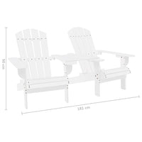 Sodo Adirondack kėdės su staliuku, baltos, eglės masyvas - Namų Idėja