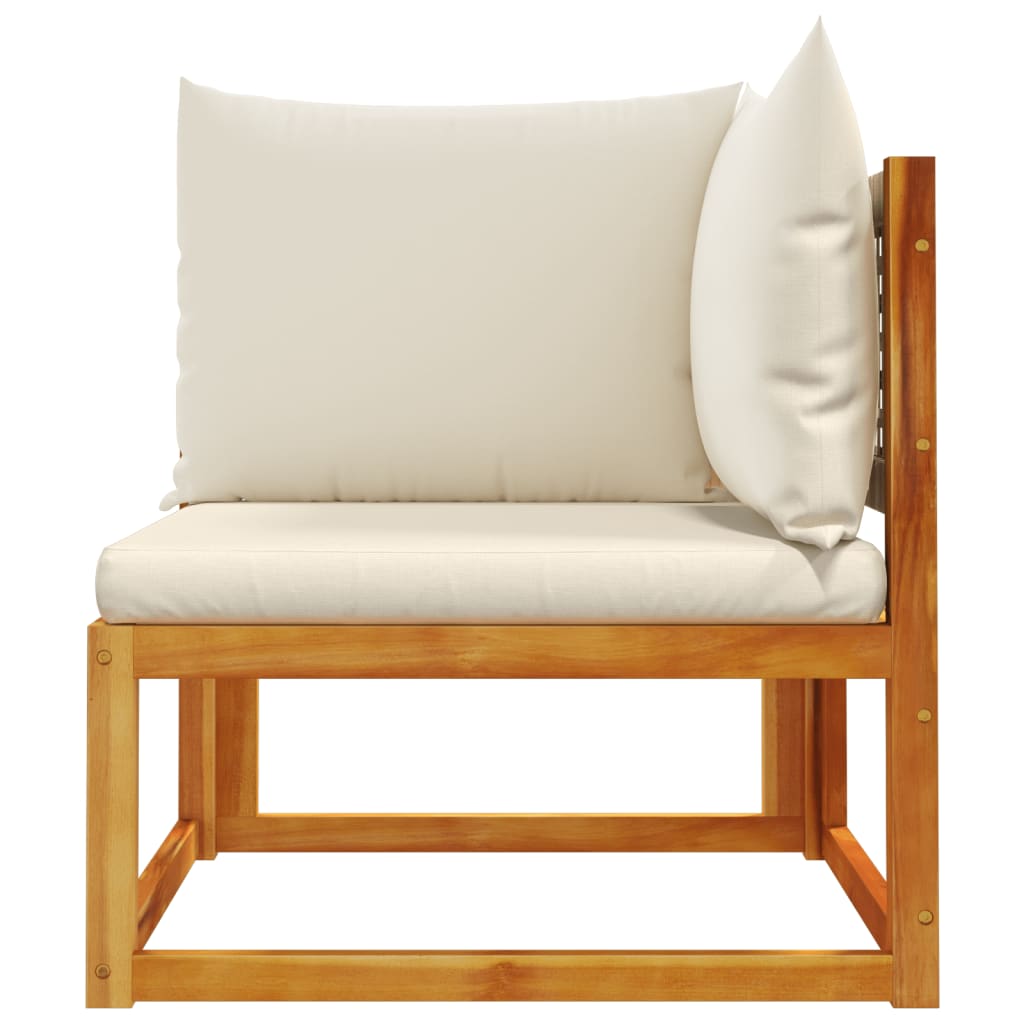 Sodo kampinė sofa su pagalvėlėmis, akacijos mediena ir rotangas - Namų Idėja
