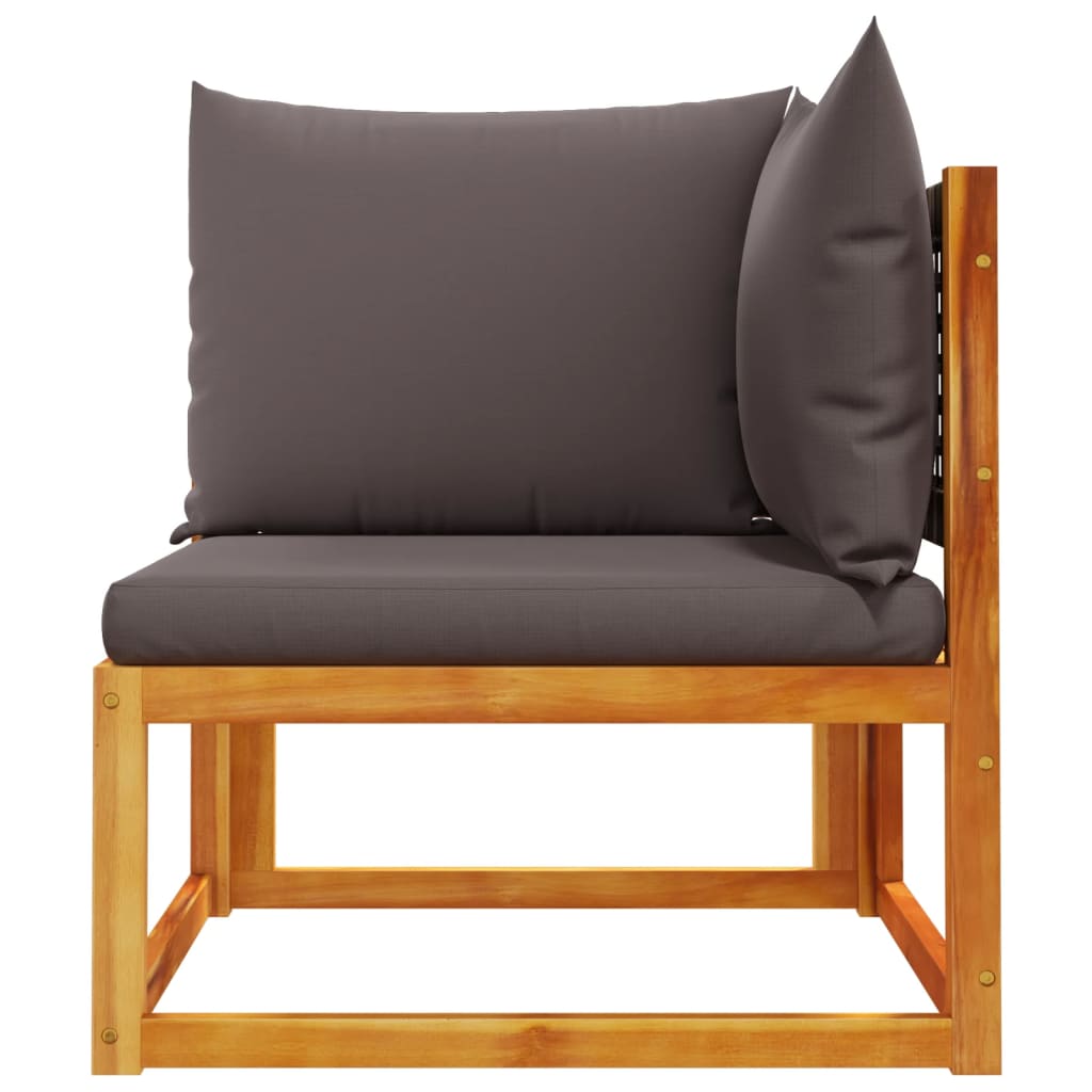 Sodo kampinė sofa su pagalvėlėmis, akacijos mediena ir rotangas - Namų Idėja