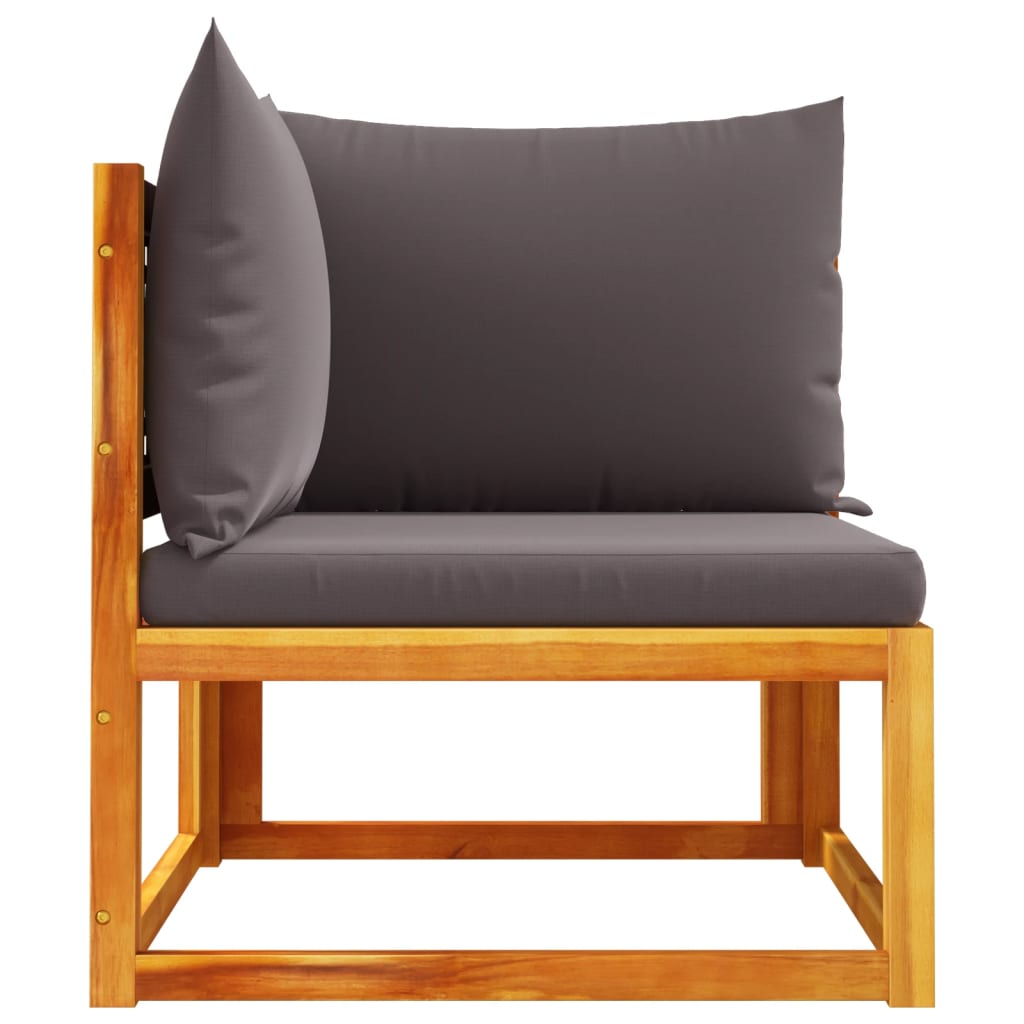 Sodo kampinė sofa su pagalvėlėmis, akacijos mediena ir rotangas - Namų Idėja