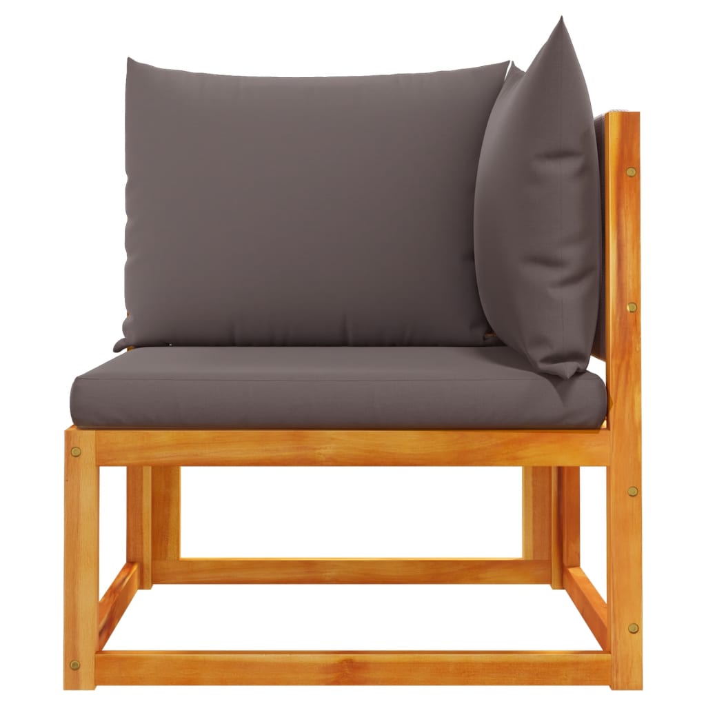 Sodo kampinė sofa su pagalvėlėmis, akacijos mediena ir virvė - Namų Idėja