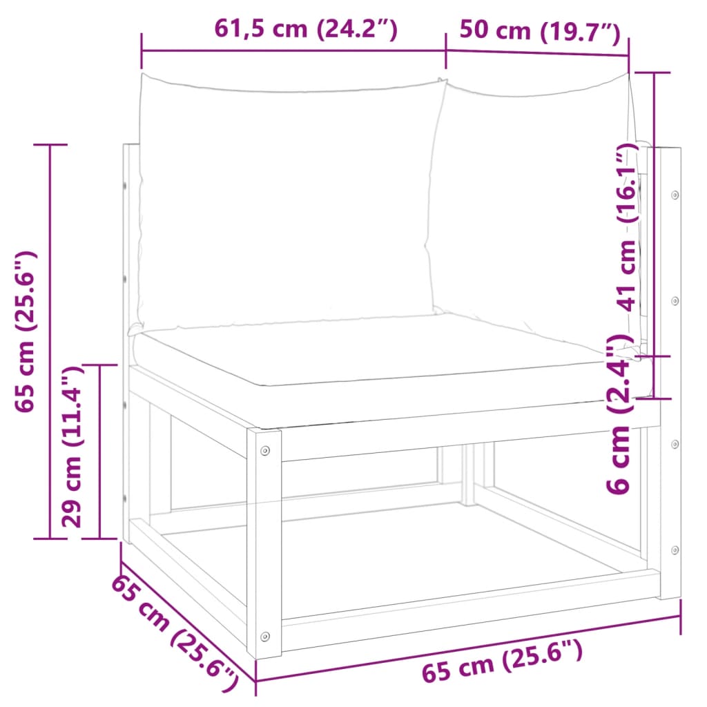 Sodo kampinė sofa su pagalvėlėmis, akacijos mediena ir virvė - Namų Idėja
