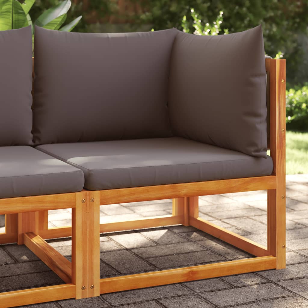 Sodo kampinė sofa su pagalvėlėmis, akacijos mediena ir virvė - Namų Idėja