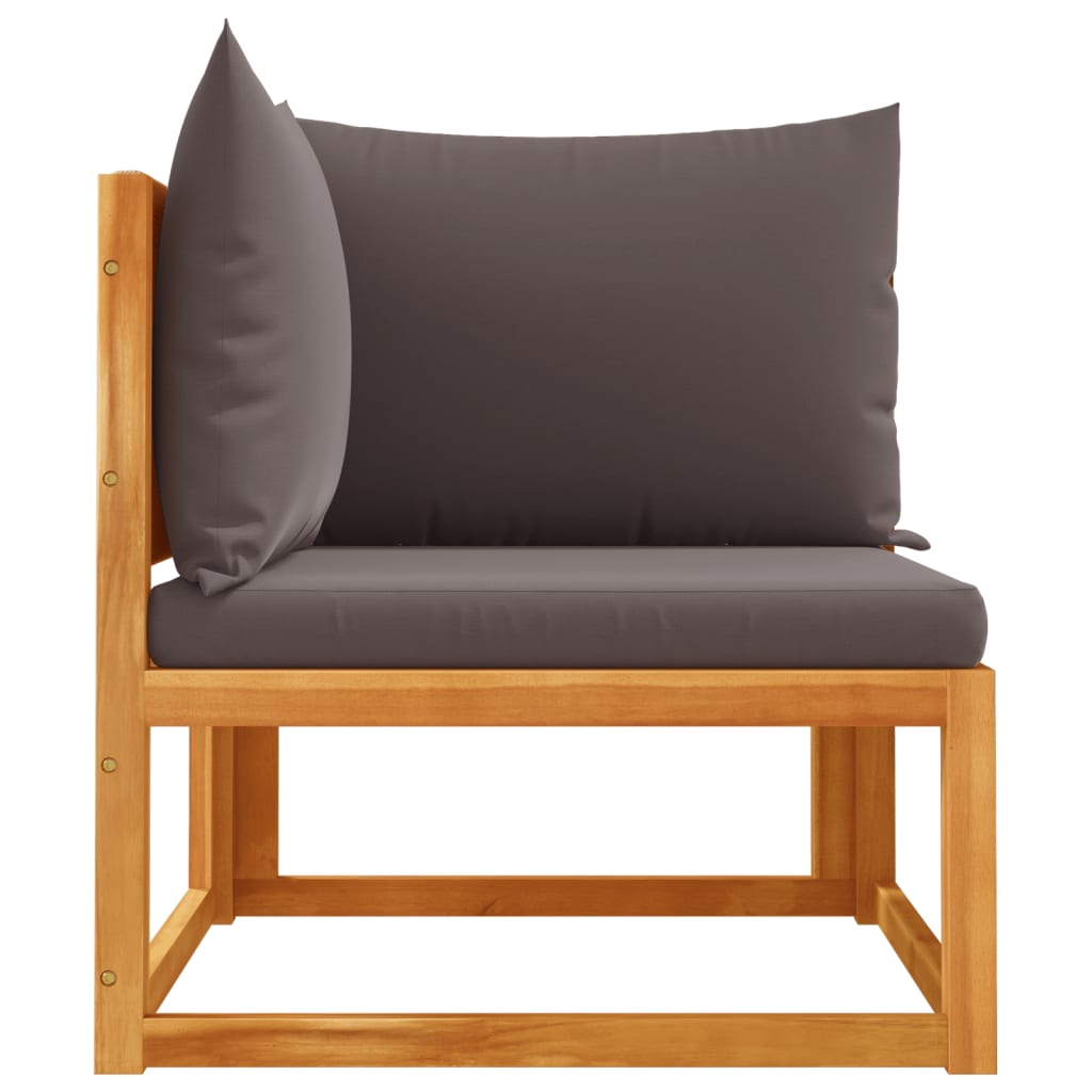 Sodo kampinė sofa su pagalvėlėmis, akacijos mediena ir virvė - Namų Idėja