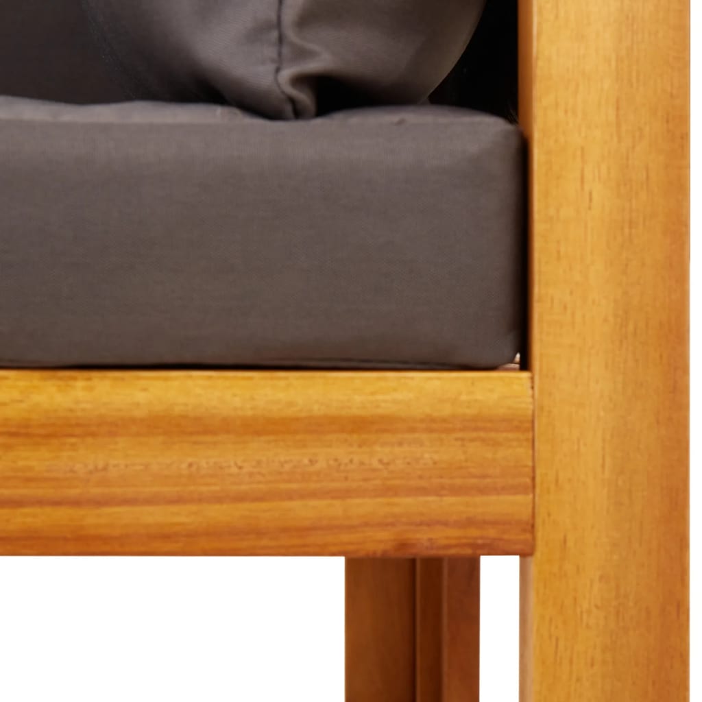 Sodo kampinė sofa su pagalvėlėmis, akacijos mediena ir virvė - Namų Idėja