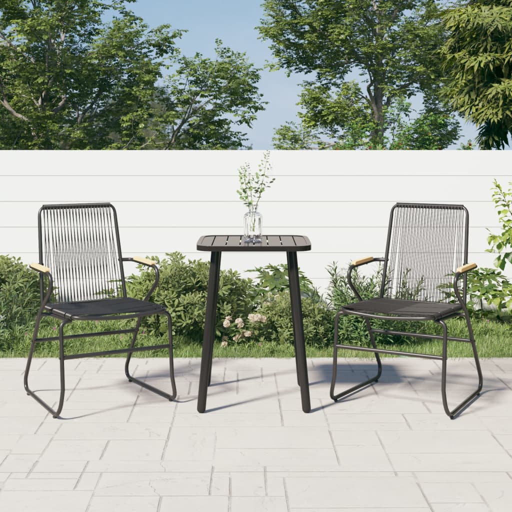 Sodo kėdės, 2vnt., juodos spalvos, 58x59x85,5cm, PVC ratanas - Namų Idėja