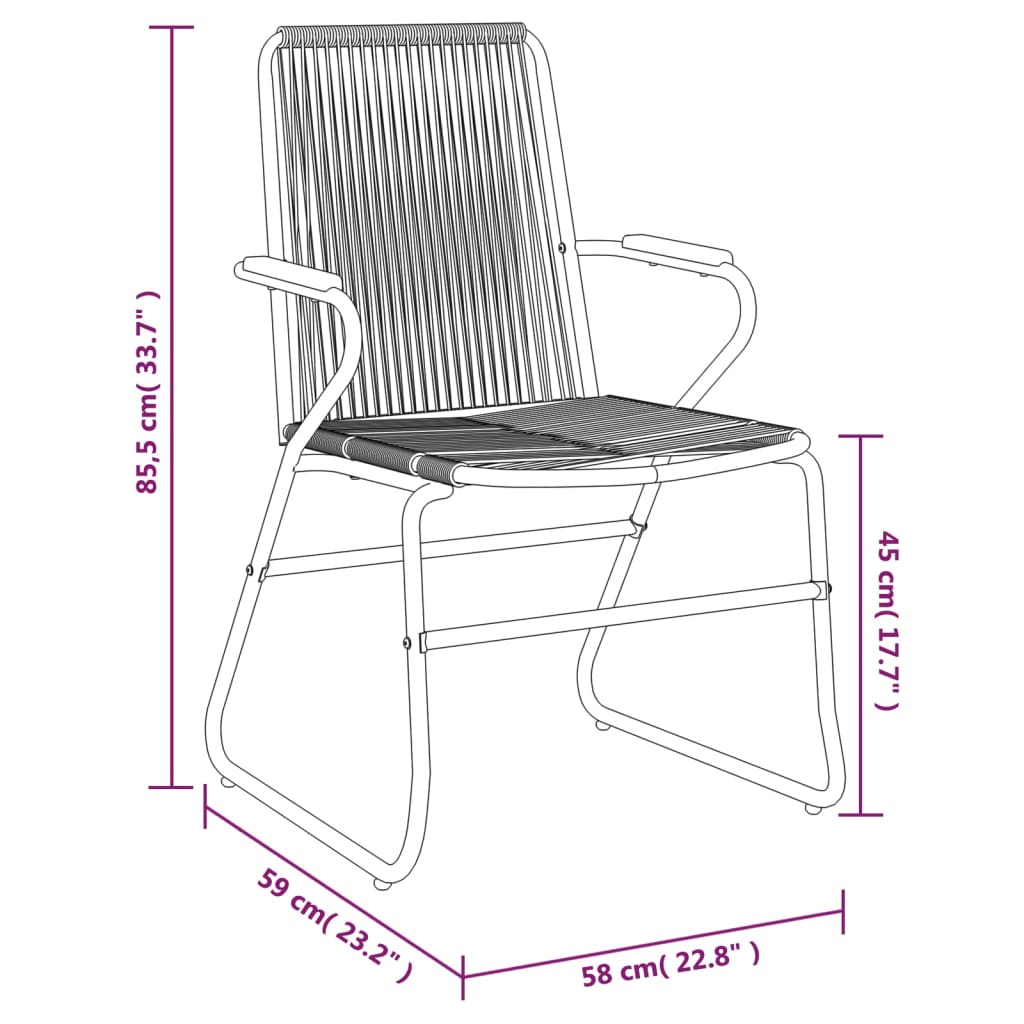 Sodo kėdės, 2vnt., juodos spalvos, 58x59x85,5cm, PVC ratanas - Namų Idėja