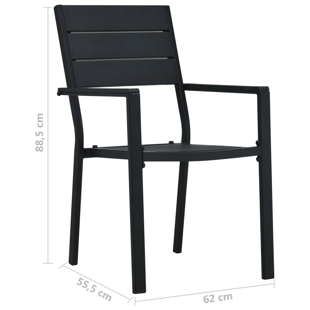 Sodo kėdės, 4vnt., juodos spalvos, HDPE, medienos imitacija - Namų Idėja