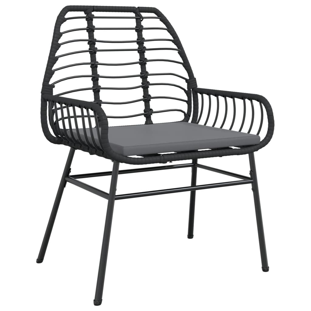 Sodo kėdės su pagalvėlėmis, 2vnt., juodos spalvos, poliratanas - Namų Idėja