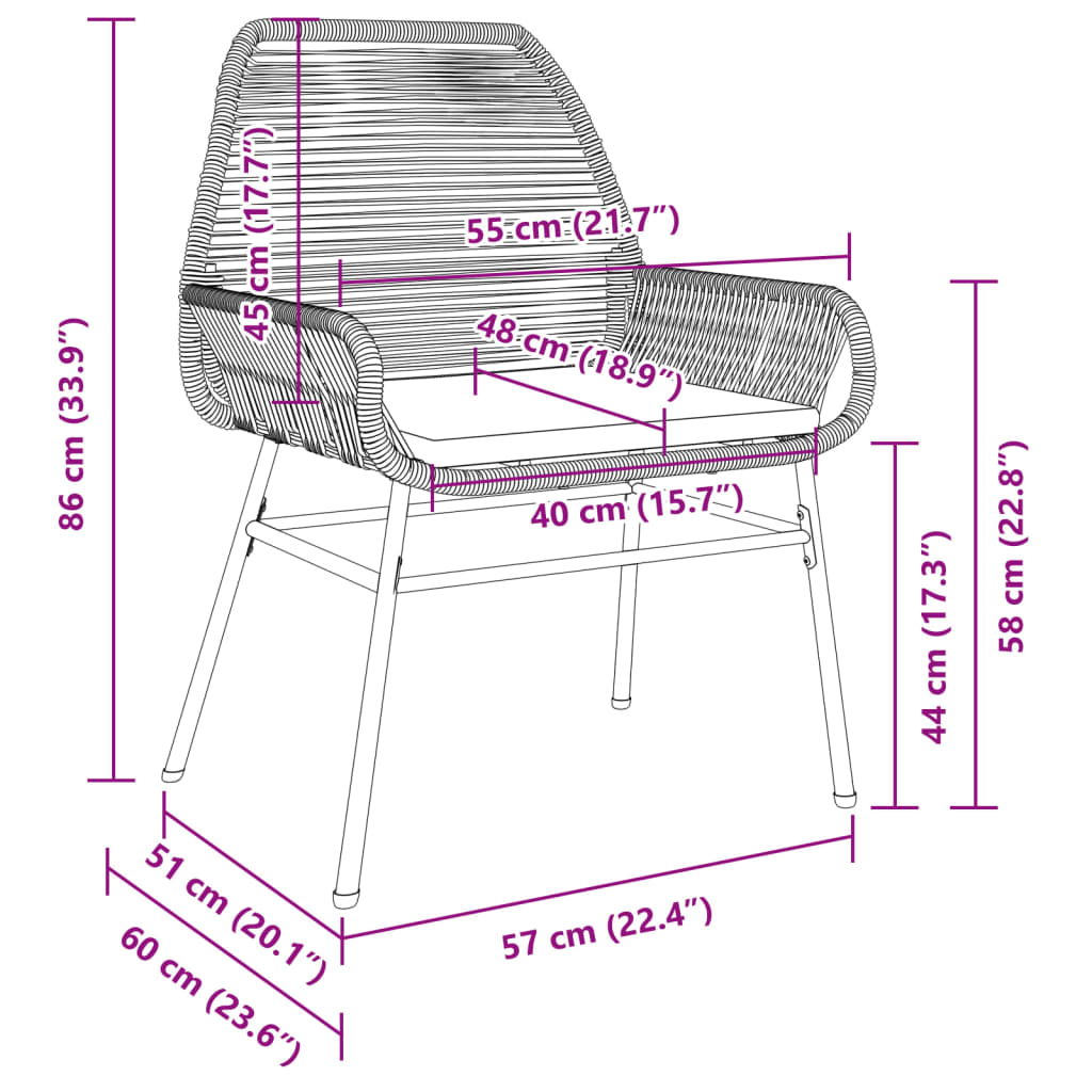 Sodo kėdės su pagalvėlėmis, 2vnt., juodos spalvos, poliratanas - Namų Idėja
