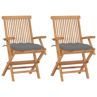 Sodo kėdės su pilkomis pagalvėlėmis, 2vnt., tikmedžio masyvas - Namų Idėja