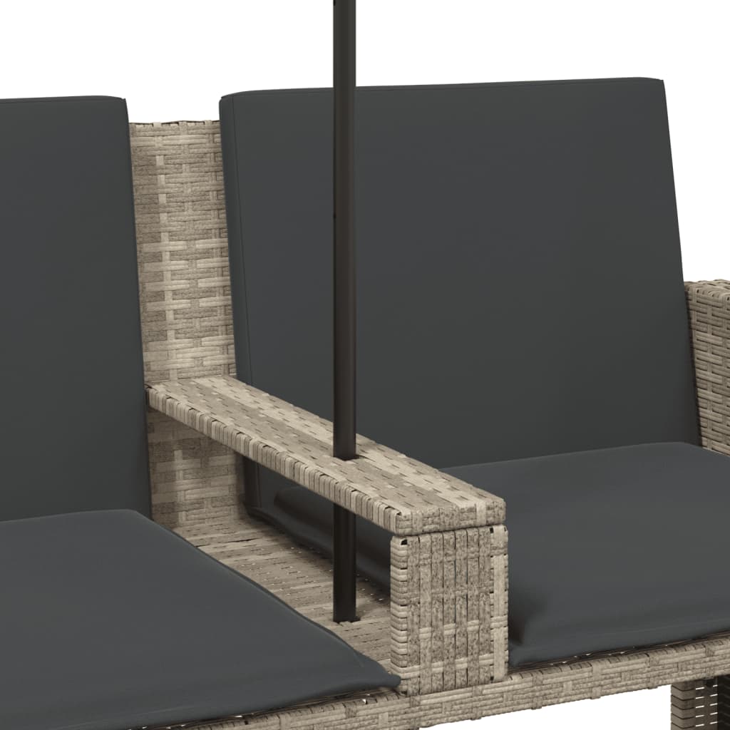 sodo sofa 2 - vietė su skėčiu ir kėdėmis šviesiai pilkos spalvos - Namų Idėja