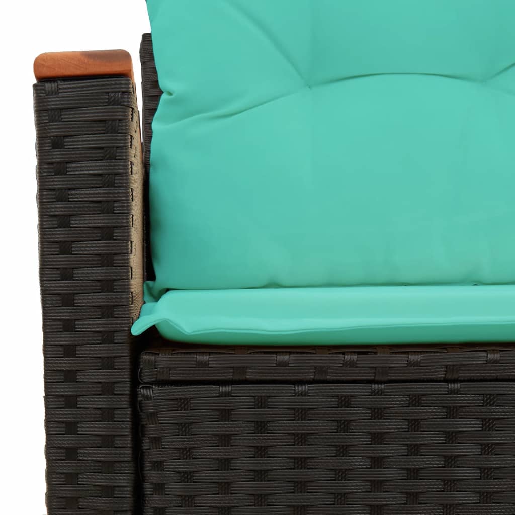 Sodo sofa su pagalvėlėmis, dvivietė, juoda, polirotangas - Namų Idėja