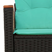 Sodo sofa su pagalvėlėmis, dvivietė, juoda, polirotangas - Namų Idėja