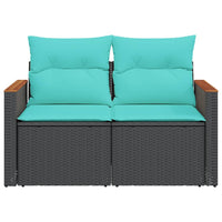Sodo sofa su pagalvėlėmis, dvivietė, juoda, polirotangas - Namų Idėja