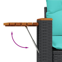 Sodo sofa su pagalvėlėmis, dvivietė, juoda, polirotangas - Namų Idėja