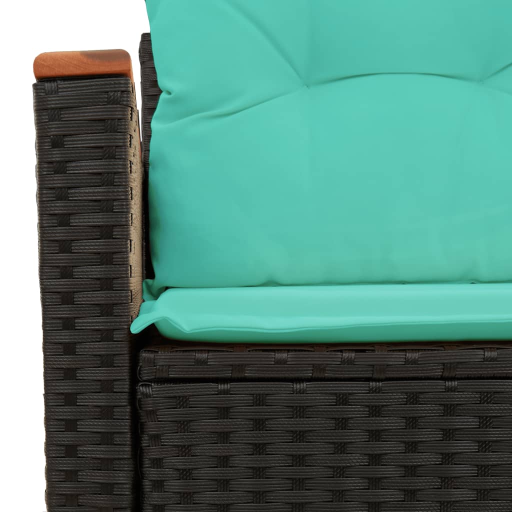 Sodo sofa su pagalvėlėmis, dvivietė, juoda, polirotangas - Namų Idėja