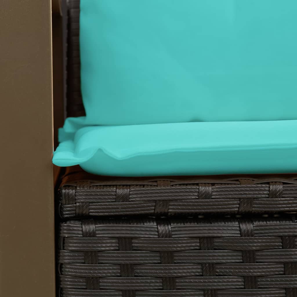 Sodo sofa su pagalvėlėmis, dvivietė, juoda, polirotangas - Namų Idėja