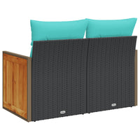 Sodo sofa su pagalvėlėmis, dvivietė, juoda, polirotangas - Namų Idėja
