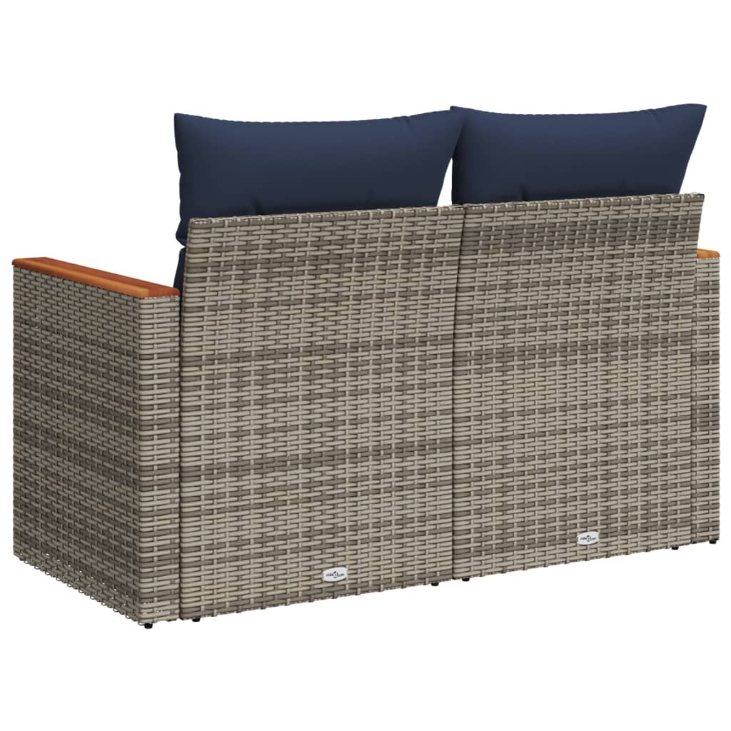 Sodo sofa su pagalvėlėmis, dvivietė, pilka, polirotangas - Namų Idėja