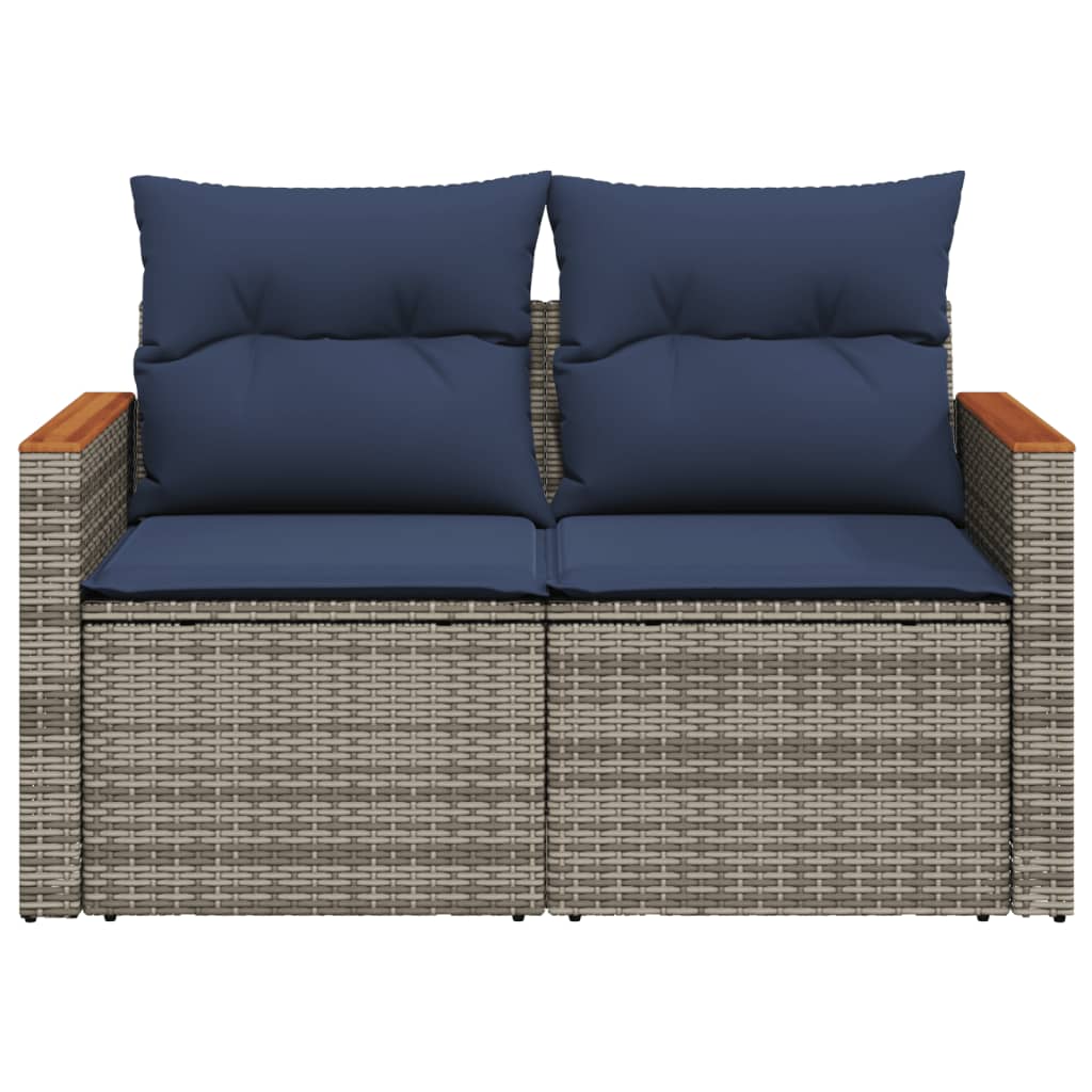 Sodo sofa su pagalvėlėmis, dvivietė, pilka, polirotangas - Namų Idėja