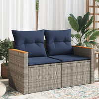 Sodo sofa su pagalvėlėmis, dvivietė, pilka, polirotangas - Namų Idėja