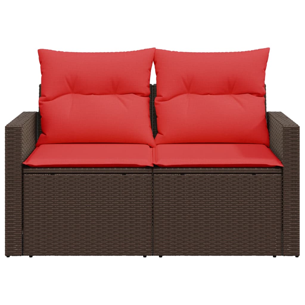 Sodo sofa su pagalvėlėmis, dvivietė, ruda, polirotangas - Namų Idėja