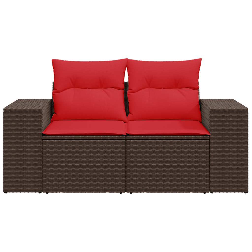 Sodo sofa su pagalvėlėmis, dvivietė, ruda, polirotangas - Namų Idėja