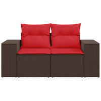 Sodo sofa su pagalvėlėmis, dvivietė, ruda, polirotangas - Namų Idėja