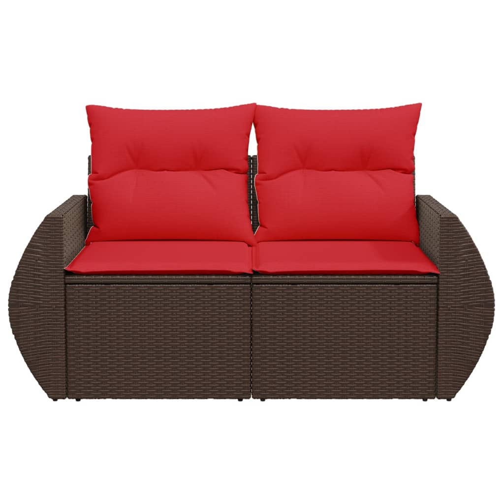 Sodo sofa su pagalvėlėmis, dvivietė, ruda, polirotangas - Namų Idėja