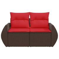 Sodo sofa su pagalvėlėmis, dvivietė, ruda, polirotangas - Namų Idėja