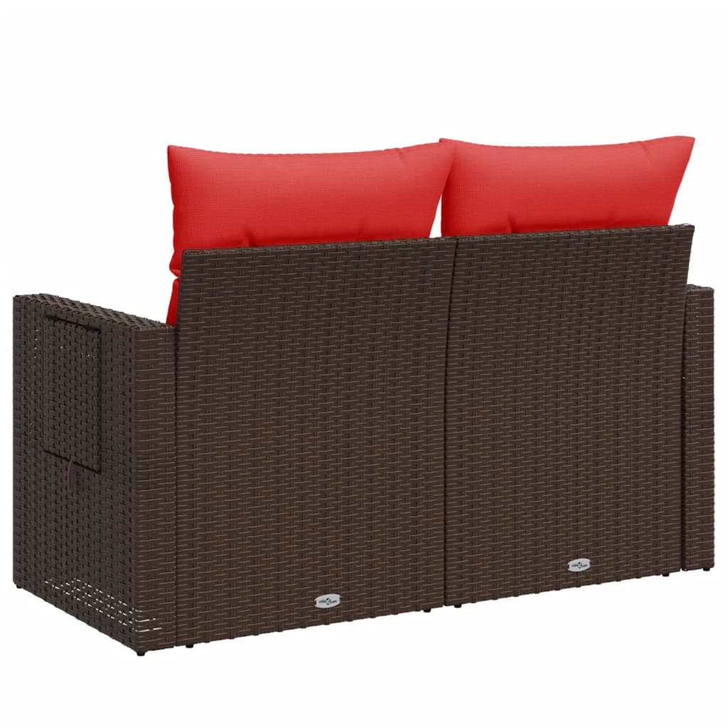Sodo sofa su pagalvėlėmis, dvivietė, ruda, polirotangas - Namų Idėja