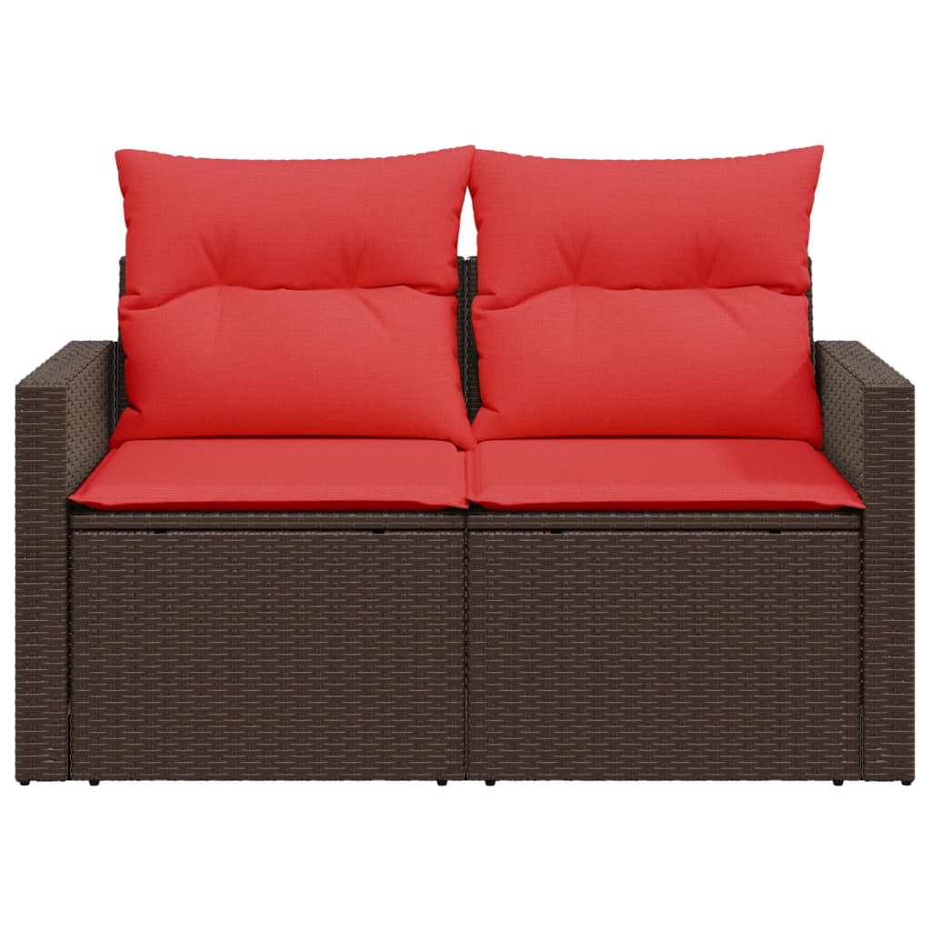 Sodo sofa su pagalvėlėmis, dvivietė, ruda, polirotangas - Namų Idėja