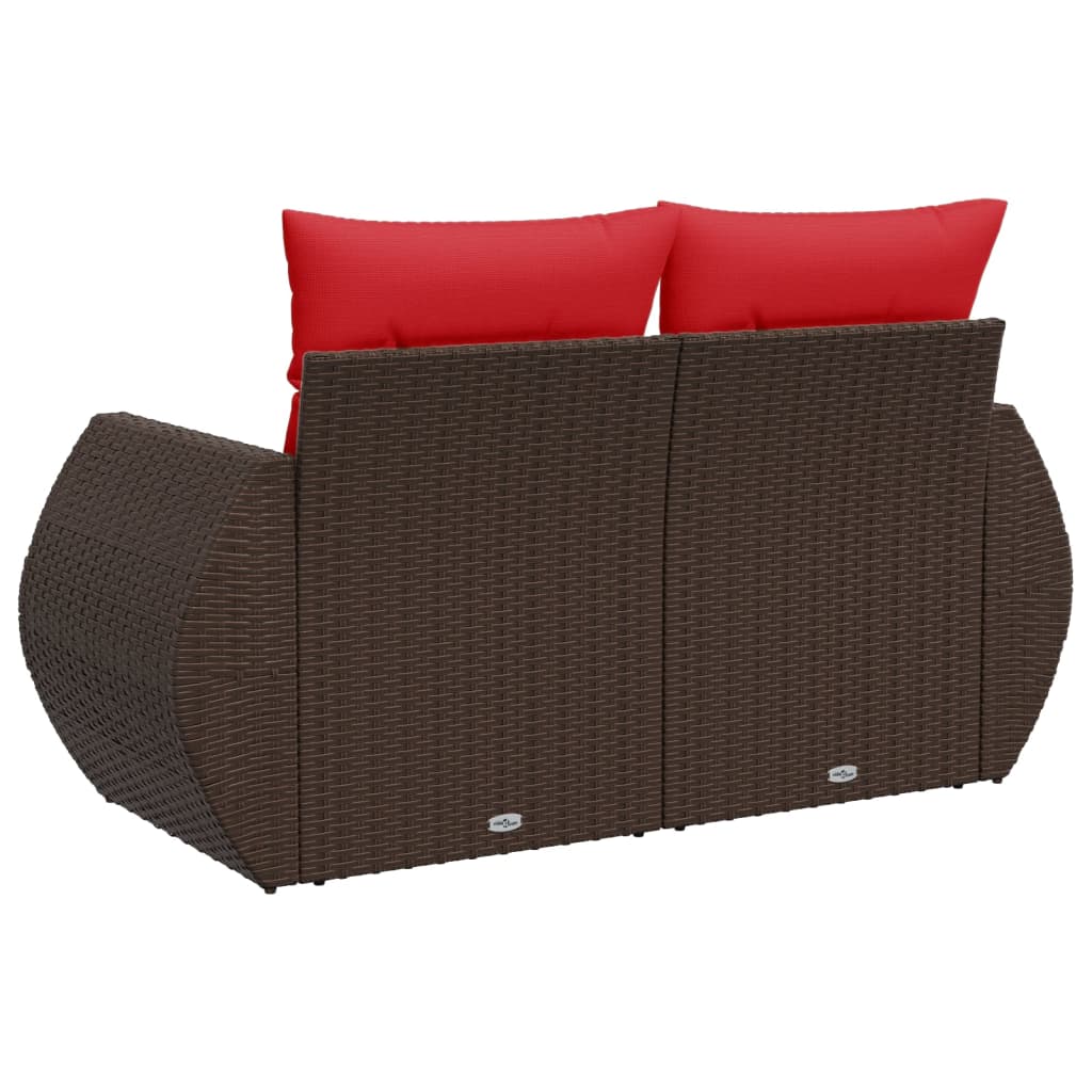 Sodo sofa su pagalvėlėmis, dvivietė, ruda, polirotangas - Namų Idėja